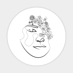 Her Face Bloomed Flowers | One Line Drawing | One Line Art | Minimal | Minimalist Magnet